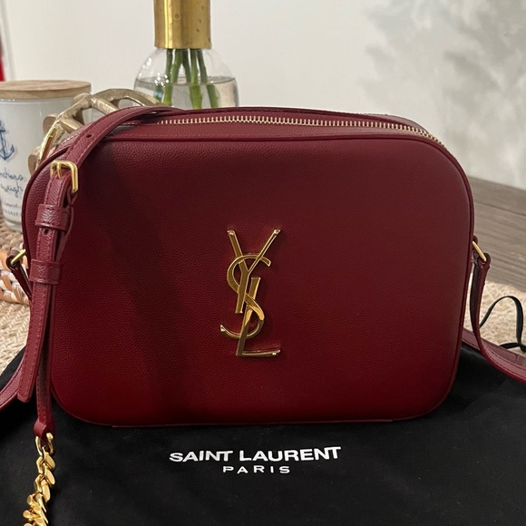 Saint Laurent Burgundy Grained Leather Mini Monogram Camera Bag Saint  Laurent Paris